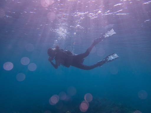 Girl diving underwater