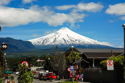 Volcano and town